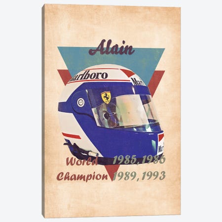 Alain Prost's Helmet Retro Canvas Print #PCP166} by Pop Cult Posters Canvas Print
