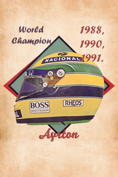 Vintage Posters: Ayrton Senna's Helmet Retro by Pop Cult Posters