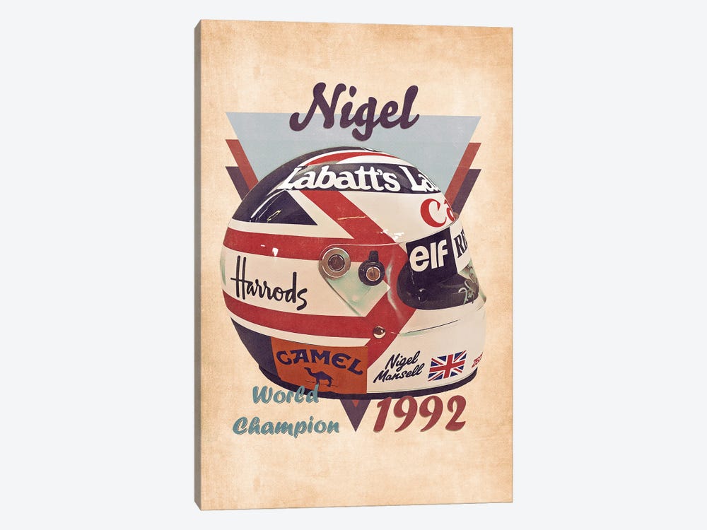 Nigel Mansell's Helmet Retro by Pop Cult Posters 1-piece Canvas Artwork