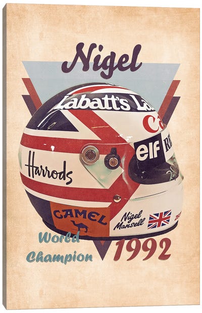 Nigel Mansell's Helmet Retro Canvas Art Print - Pop Cult Posters