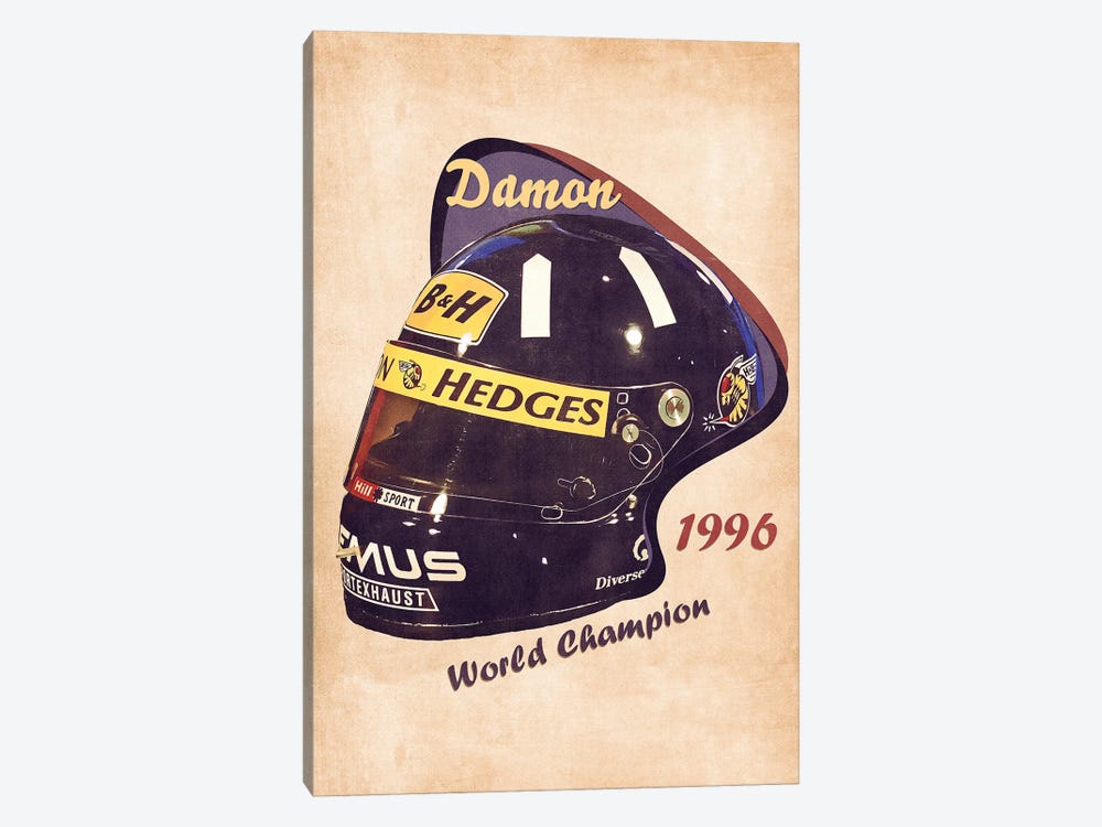 Damon Hill's Helmet Retro by Pop Cult Posters 1-piece Canvas Print