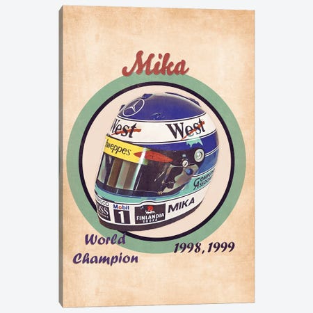 Mika Hakkinen's Helmet Retro Canvas Print #PCP172} by Pop Cult Posters Canvas Print