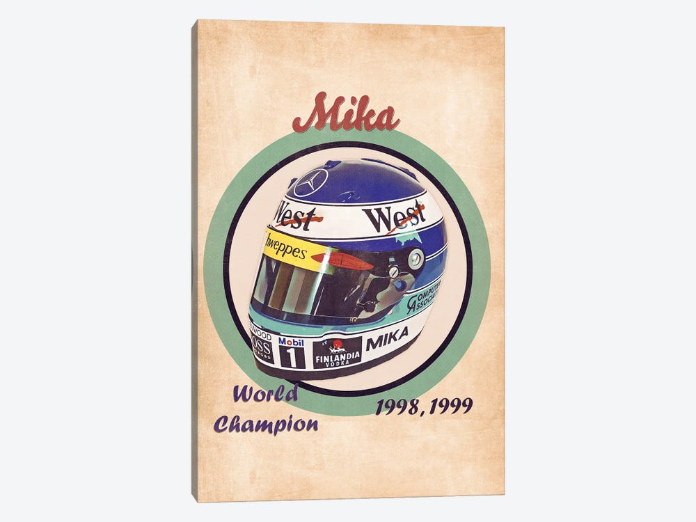 Mika Hakkinen's Helmet Retro by Pop Cult Posters 1-piece Art Print