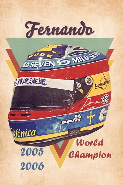 Vintage Posters: Fernando Alonso's Helmet Retro by Pop Cult Posters