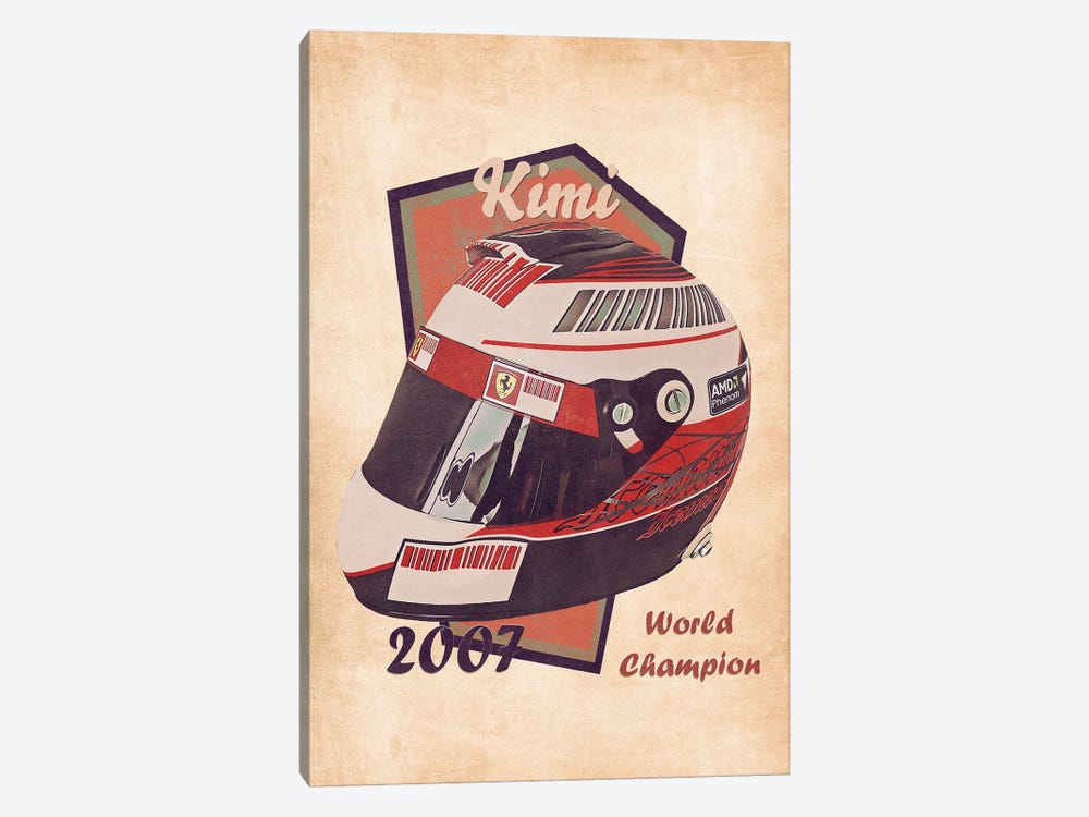 Kimi Raikkonen's Helmet Retro by Pop Cult Posters 1-piece Canvas Print