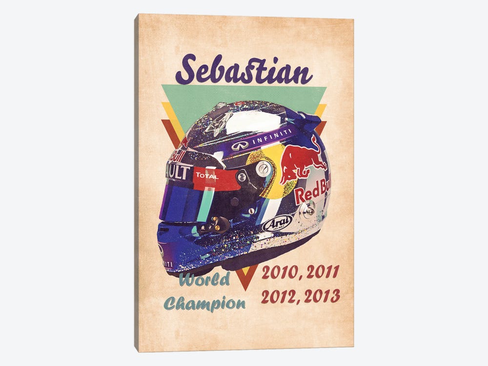 Sebastian Vettel's Helmet Retro by Pop Cult Posters 1-piece Canvas Art