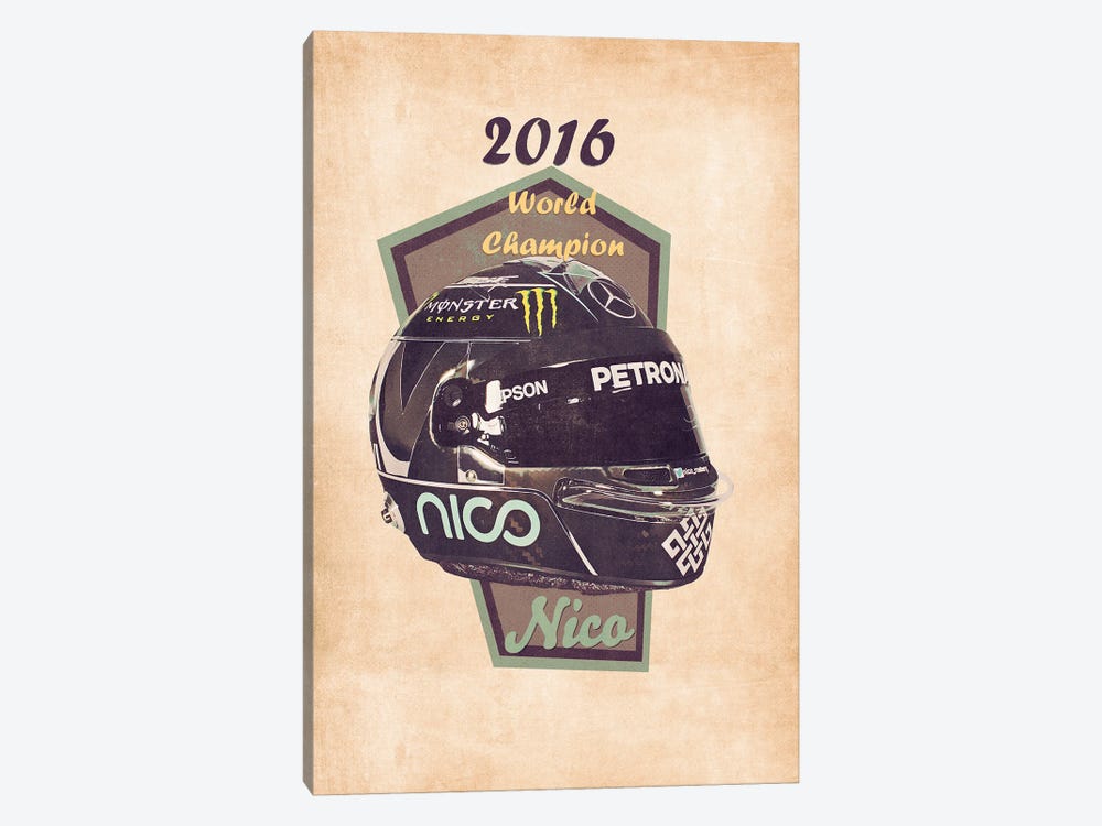 Nico Rosberg's Helmet Retro by Pop Cult Posters 1-piece Art Print