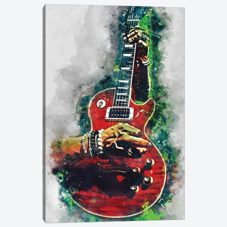 Slash Fire Red Guitar Canvas Print #PCP183} by Pop Cult Posters Canvas Wall Art