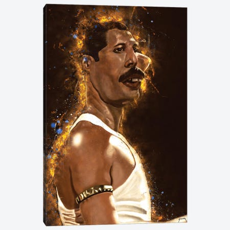 Freddie Mercury's Caricature Canvas Print #PCP18} by Pop Cult Posters Canvas Artwork
