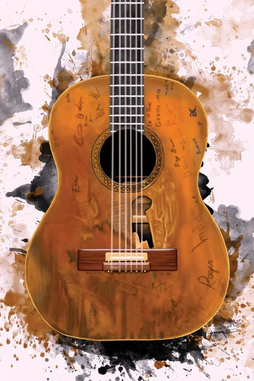 Willie Nelson's "Trigger" Acoustic Guitar by Pop Cult Posters wall art