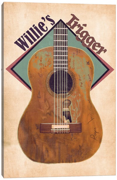 Willie Nelson's Trigger Retro Canvas Art Print - Willie Nelson