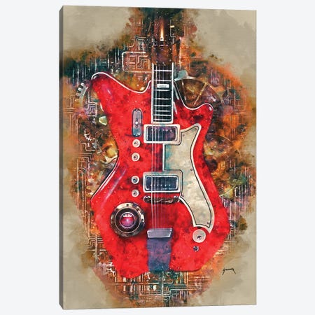 Jack White's Steampunk Guitar Canvas Print #PCP20} by Pop Cult Posters Canvas Art Print