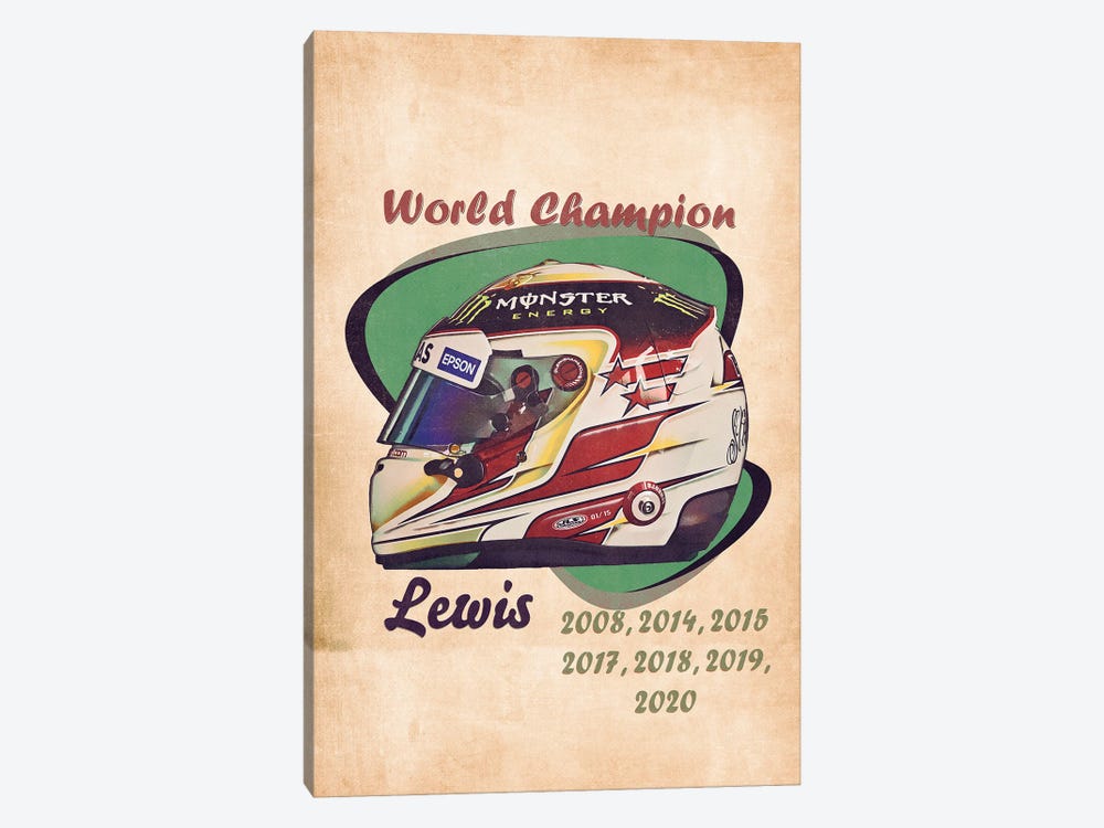 Lewis Hamilton's Retro Helmet by Pop Cult Posters 1-piece Canvas Art