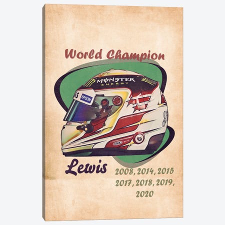 Lewis Hamilton's Retro Helmet Canvas Print #PCP219} by Pop Cult Posters Canvas Artwork