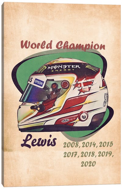 Lewis Hamilton's Retro Helmet Canvas Art Print - Pop Cult Posters
