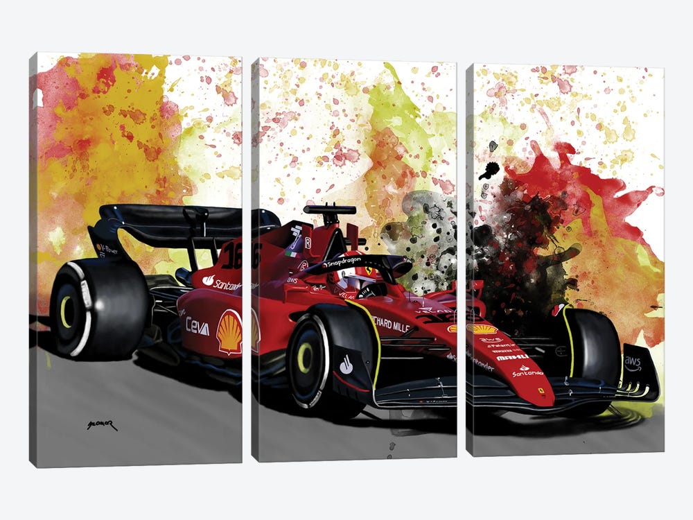 Leclerc's Racecar by Pop Cult Posters 3-piece Canvas Wall Art