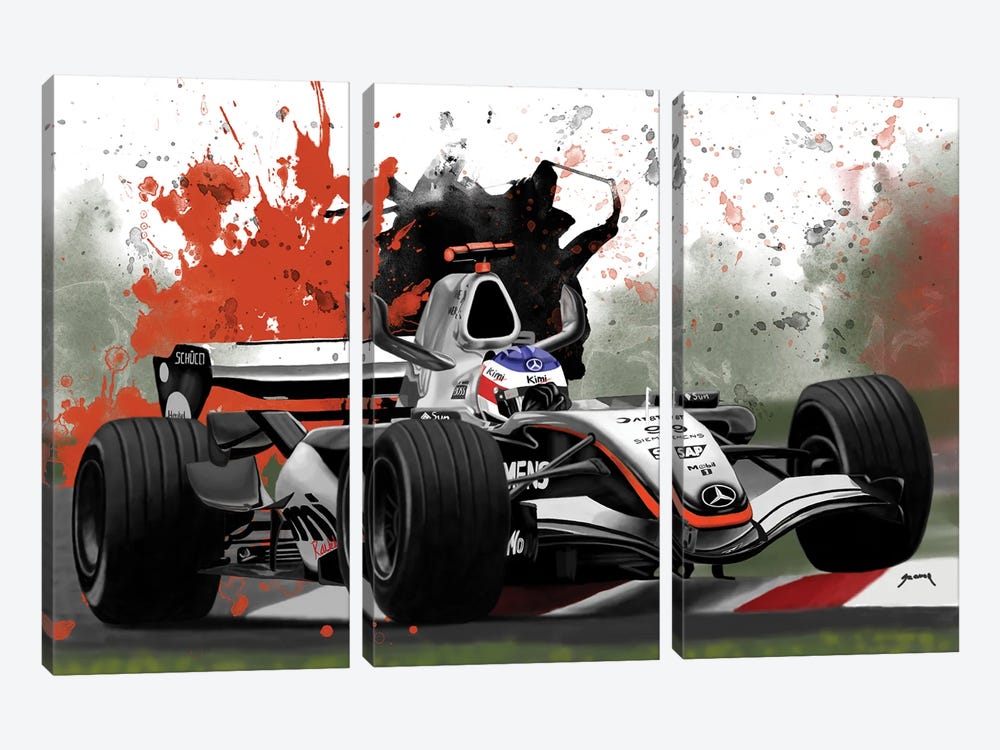 Raikkonen's Racecar by Pop Cult Posters 3-piece Canvas Art