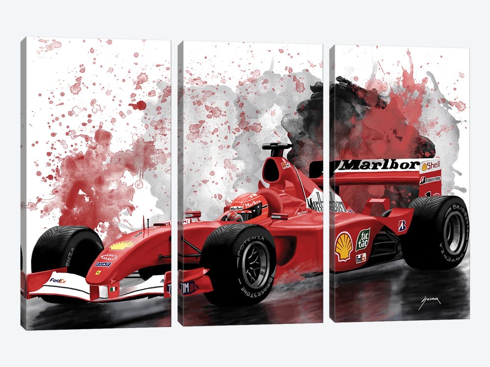 Schumacher's Racecar by Pop Cult Posters 3-piece Canvas Wall Art