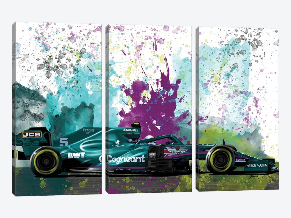 Vettel's Racecar by Pop Cult Posters 3-piece Canvas Print