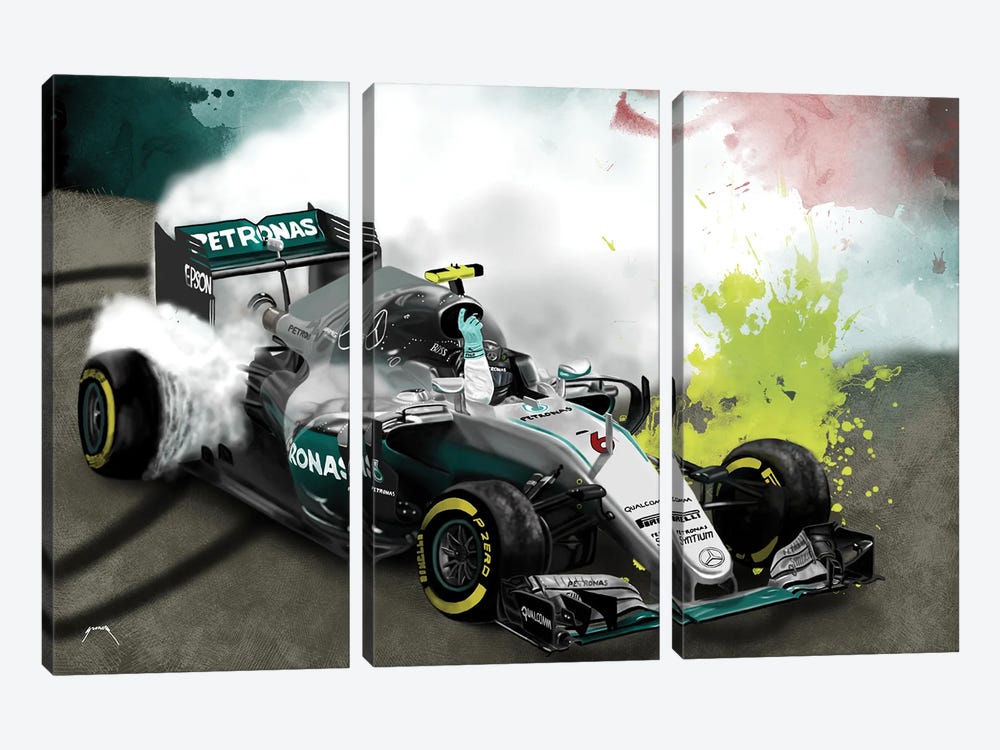 Nico Rosberg Title Win by Pop Cult Posters 3-piece Canvas Wall Art