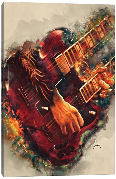Jimmy Page's Electric Guitar Canvas Art Print - Blues Music Art