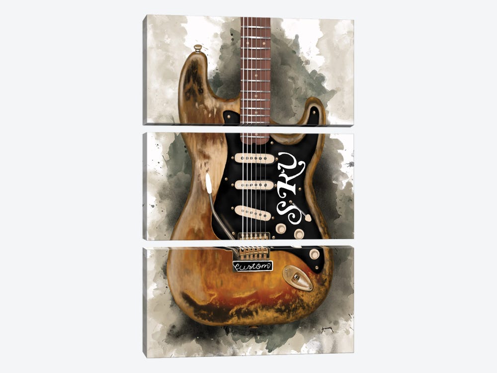 Stevie Ray Vaughan's Vintage Electric Guitar by Pop Cult Posters 3-piece Canvas Art Print