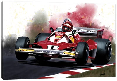 1976 Niki Lauda Racing Car Canvas Art Print - Pop Cult Posters