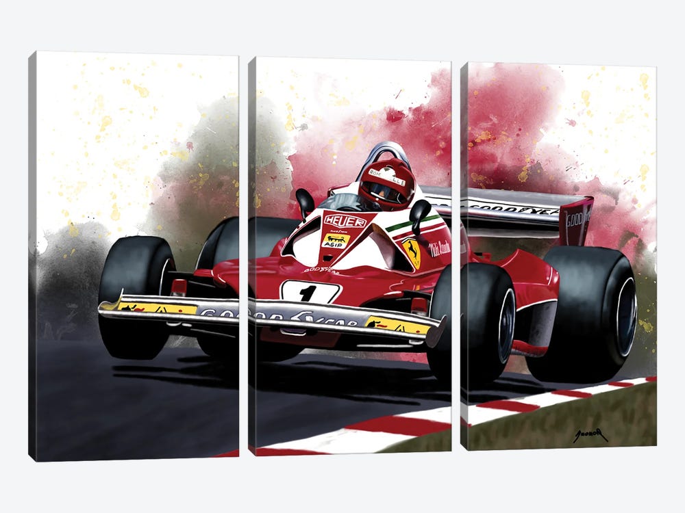 1976 Niki Lauda Racing Car by Pop Cult Posters 3-piece Canvas Art Print