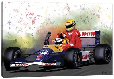 1991 Senna And Mansell Canvas Art Print - Limited Edition Sports Art
