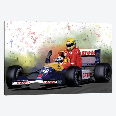 1991 Senna And Mansell Canvas Print #PCP304} by Pop Cult Posters Canvas Art Print