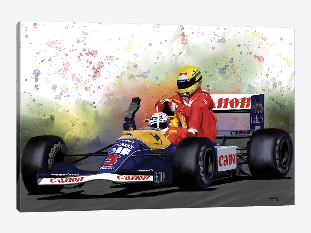 1991 Senna And Mansell by Pop Cult Posters 1-piece Canvas Print