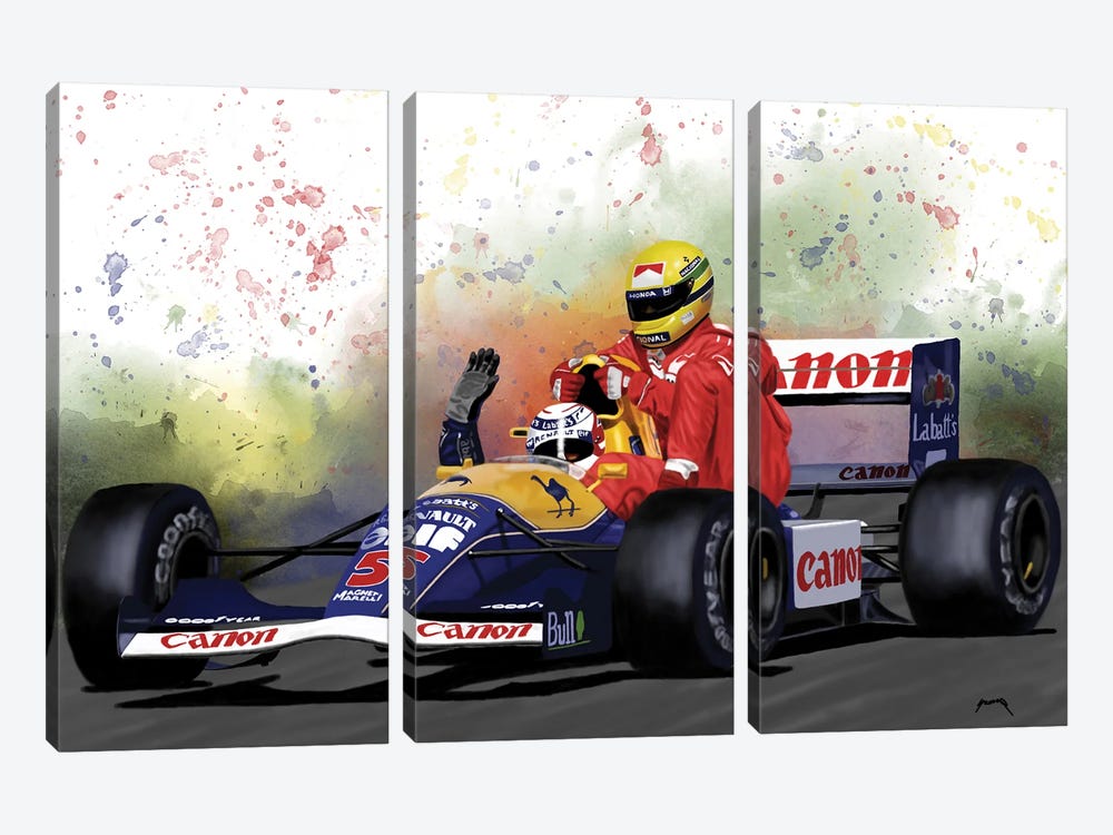 1991 Senna And Mansell by Pop Cult Posters 3-piece Canvas Art Print