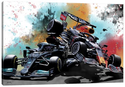 Verstappen Vs Hamilton Canvas Art Print - Limited Edition Sports Art
