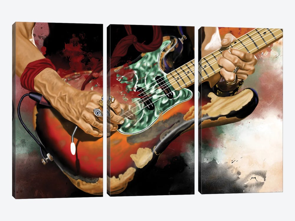 Joe Perry Electric Guitar by Pop Cult Posters 3-piece Canvas Print