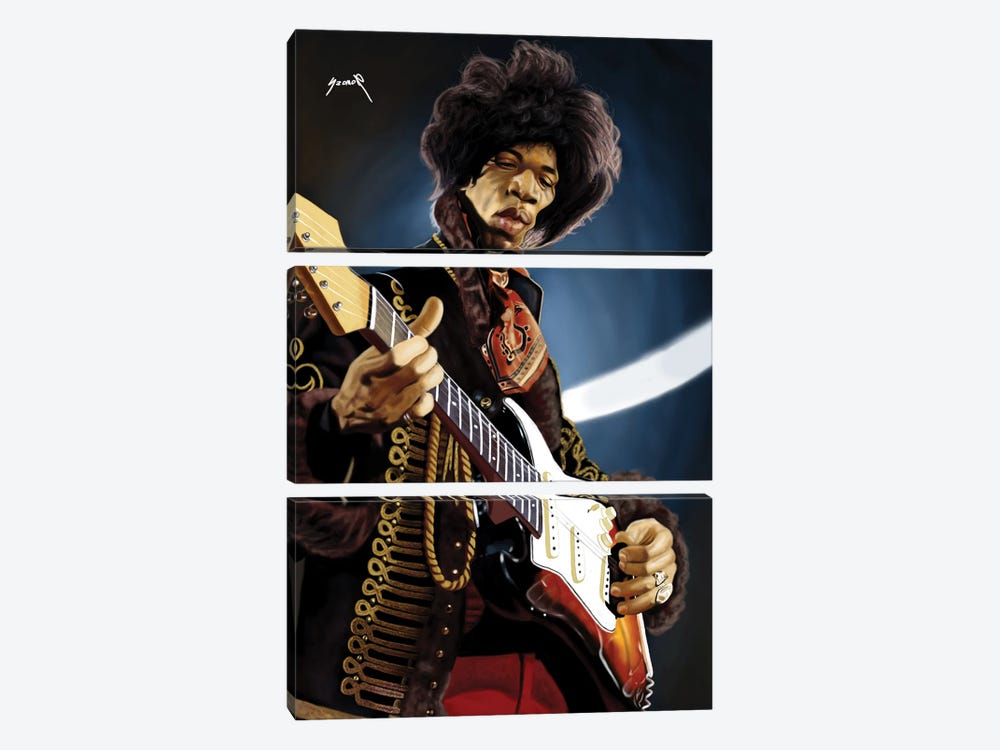 Jimi Hendrix Caricature by Pop Cult Posters 3-piece Canvas Art