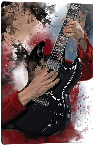 Angus Young's Electric Guitar Canvas Art Print - Blues Music Art