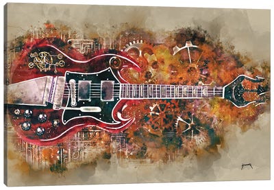 Angus Young's Steampunk Guitar Canvas Art Print - Angus Young