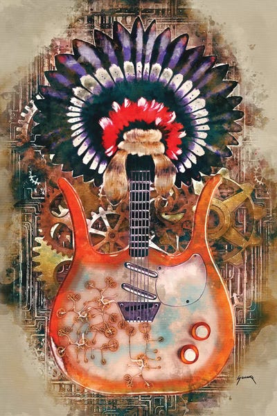 Link Wray's Steampunk Guitar by Pop Cult Posters art print