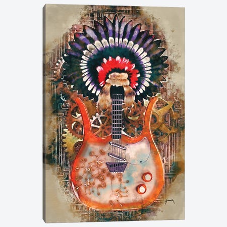Link Wray's Steampunk Guitar Canvas Print #PCP40} by Pop Cult Posters Canvas Art Print