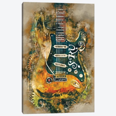 Stevie Ray's Steampunk Guitar Canvas Print #PCP52} by Pop Cult Posters Canvas Art