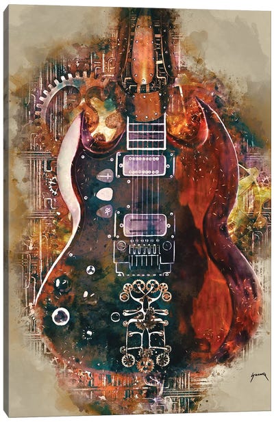 Tony Iommi's Steampunk Guitar Canvas Art Print - Heavy Metal Art