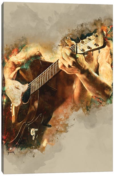 John Frusciante's Acoustic Guitar Canvas Art Print - Red Hot Chili Peppers