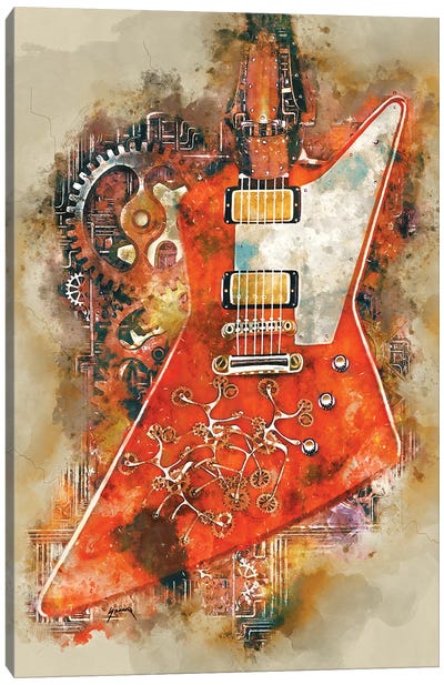 The Edge's Steampunk Guitar Canvas Art Print - Pop Cult Posters