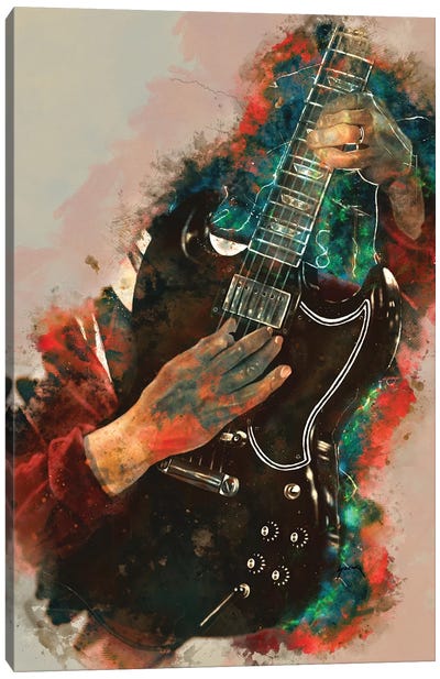 Angus Young Electric Guitar Canvas Art Print - Band Art