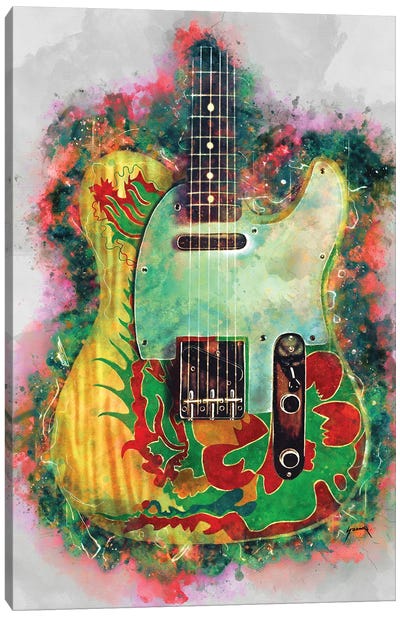 Jimmy Page Dragon Guitar Canvas Art Print - Blues Music Art
