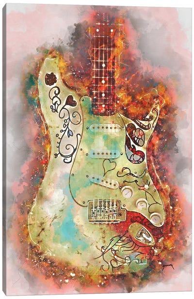 Hendrix's Monterey Guitar Canvas Art Print - Blues Music Art