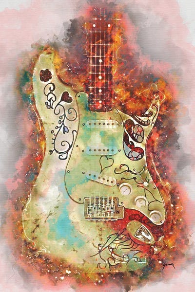 Musicians: Hendrix's Monterey Guitar by Pop Cult Posters