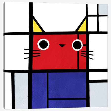 Meowdrian Canvas Print #PCT14} by Planet Cat Art Print