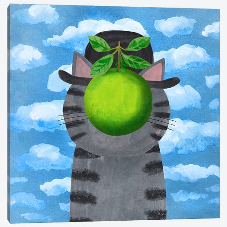 Meowgritte Canvas Print #PCT15} by Planet Cat Canvas Print