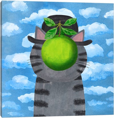 Meowgritte Canvas Art Print - Apple Art